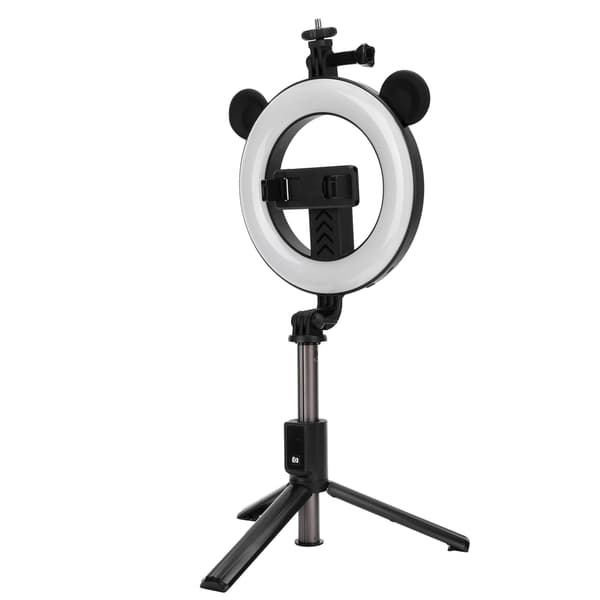 Bluetooth Selfie Stick med Ring Light Vikbart Stativ Trådlöst Skrivbordsfäste