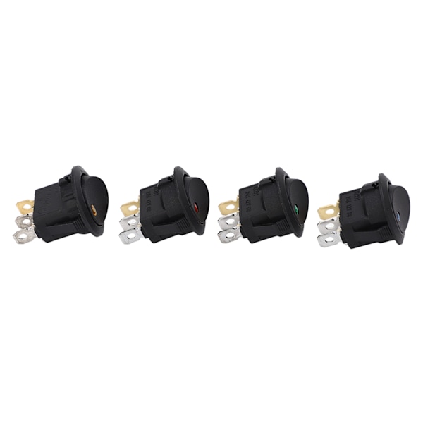 20-pack 12V 3-polig rund vippbrytare med LED - 2-läges på/av-växelspak för maskiner, hållbar ABS-konstruktion