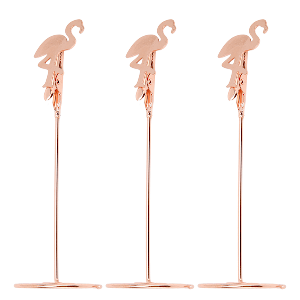 24 kpl Rose Gold Flamingo -pöytäkortinpidikkeet: Kestävät, ruostumattomat klipit pöytänumeroille, tyylikkäät ja vahvat