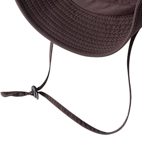 Cowboyhatt Pustende Snørebånd Solskjerm Solbeskyttelse Western Cowboyhatt for Utendørs Fjellklatring Fiske Mørk Brun M(56‑58cm)