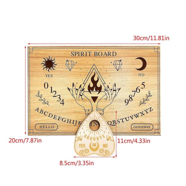 Spirits Board Penduler Dowsing Divinations Board Træ Talende Board med Planchette til Teenager Voksen Fødselsdagsfest triangular eyes