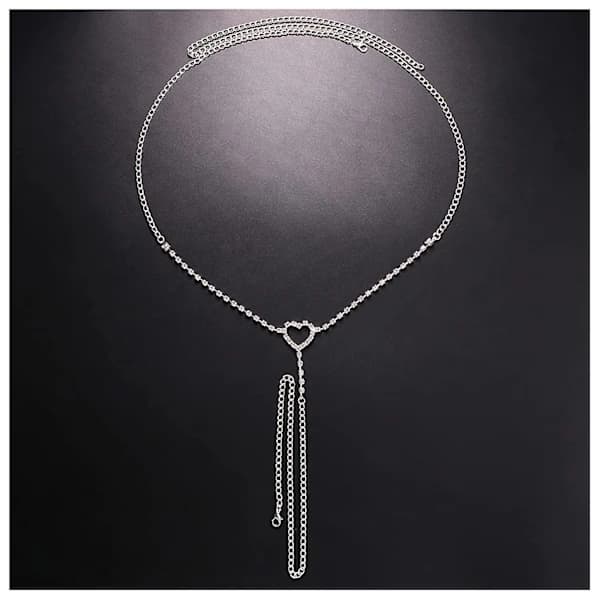 Strass Hjerte Midje Kroppskjede Smykker Hjerte Krystall Truser Stringtruse Strass String Bikini Krystall Midje Magekjede for Kvinner
