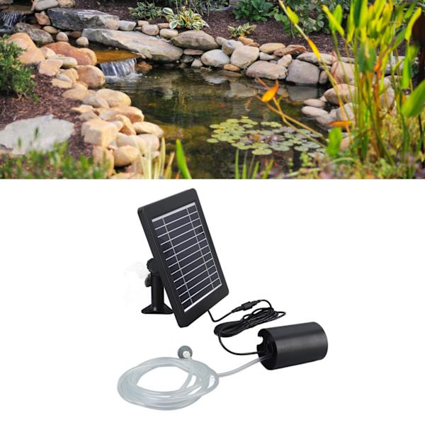 Solcelled Luftpumpe Sett 6V 4W Solcellepanel Justerbar Vinkel 3 Arbeidsmoduser Sol Oksygen Luftpumpe for Fiskedam Dam