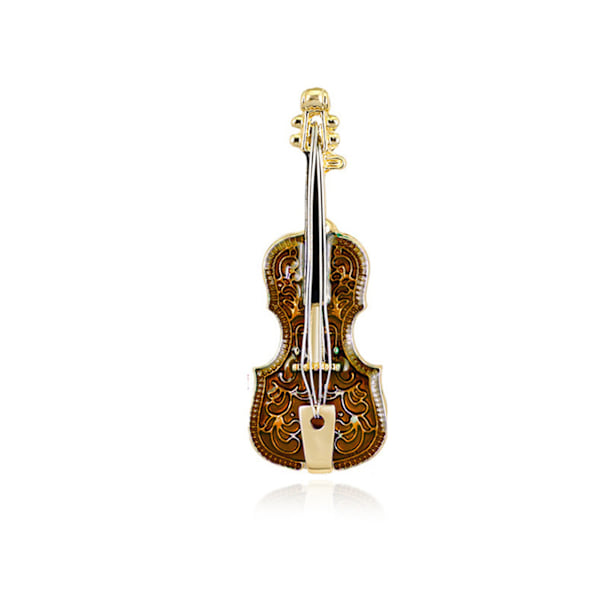 Vintage Exquisite Mini Violin Brooch Alloy Musical Instrument Fashion Breastpin Gift - Brown
