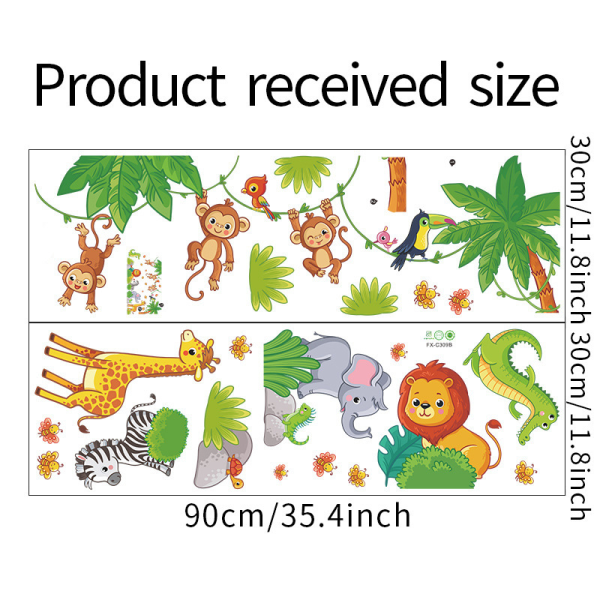 Wall Stickers Jungle Animals Vine Wall Sticker Koala Lion Monkey Lazy Baby Børneværelse Vægindretning