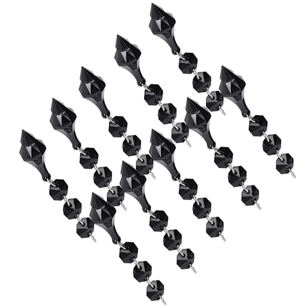 10 Oregelbundna Svarta Kristallberlocker - Koniska Akryl DIY Lampdekorationer