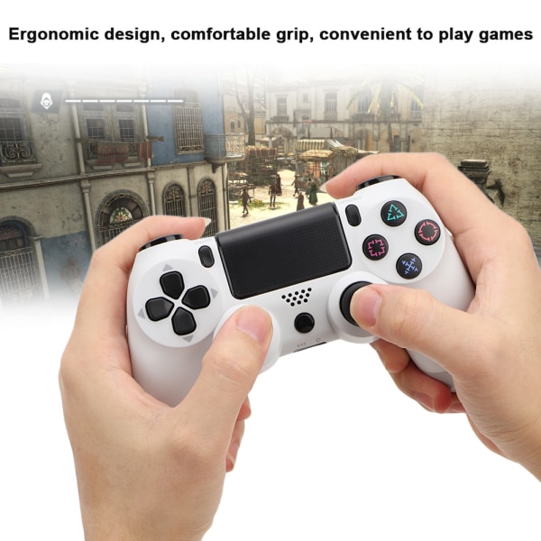 Til PS4 Game Console Controller Game Handle USB Wired Gamepad med datakabel (hvid)