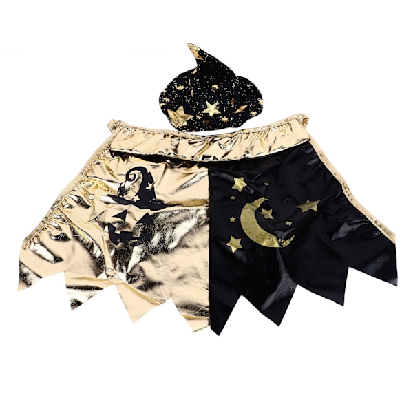 2-delad Halloween-dräktset för husdjur: Färgblockad kappa & hatt för katter, kattungar & valpar - Perfekt för Halloweenfester, One Size Fits All
