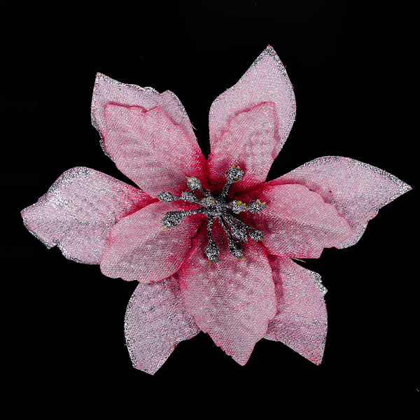 20 stycken per förpackning, 13 cm julblommor, juldekoration tyg konstgjorda blommor i rosa