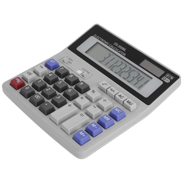 Solcelledrevet kalkulator 12 sifre LCD-skjerm Basic Office Standardfunksjon