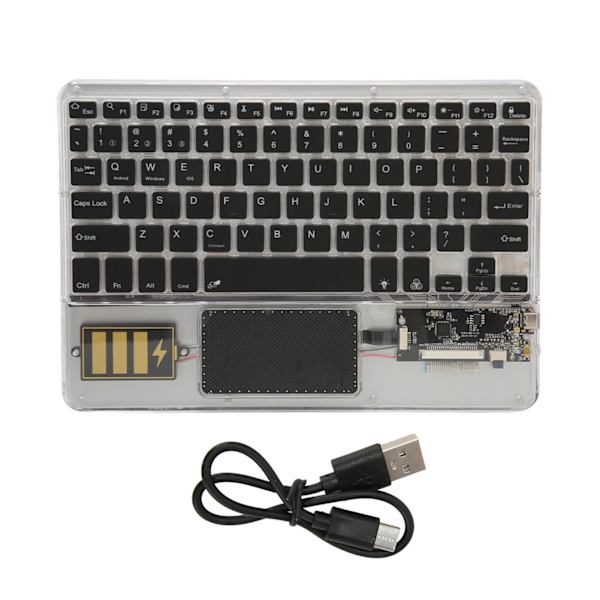 Trådløst Bluetooth-tastatur til Windows Android IOS Multifunktionelt Akryl Sort