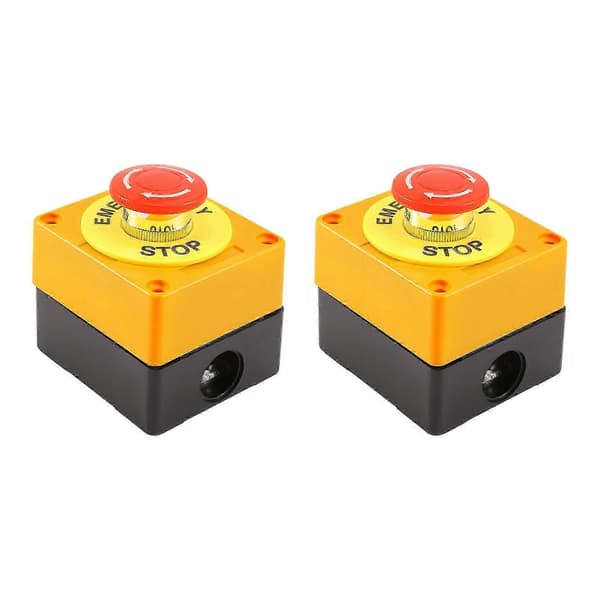 2 stk. rød champignon nødstop afbryder trykknap ingen + nc 22 mm CNC Gecko