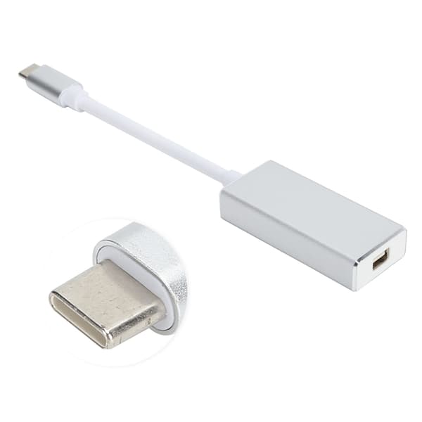USB 3.1 Typ C till Mini DP Adapter 4K 2K HD Aluminiumlegeringskabel för MacBook Silvergrå