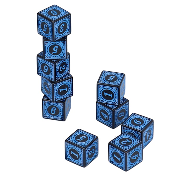 10 stk blå 6-sidige D6 terninger polyhedrale DND-terninger for bordspill