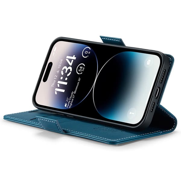 【bt02】CaseMe Slim Wallet Cover RFID Beskyttelse iPhone 15 Pro Max Blå