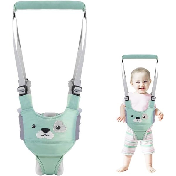 (grøn)Baby-gåsele, baby-sele, gå-hjælp til baby, gåstol til småbørn, sikkerhedssele til baby, gå-hjælp til børn, justerbare stropper