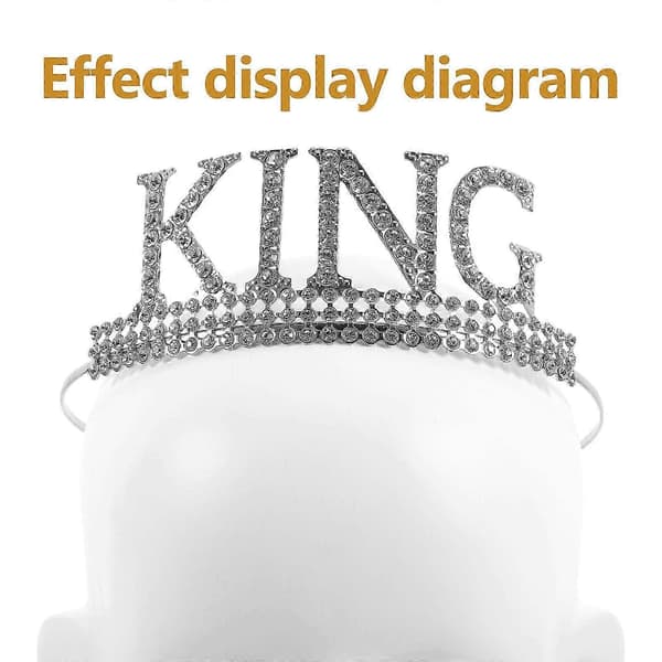 prodef Bursdagskongekrone for menn og gutter Rhinestones Krone Bursdagskrone Cosplay Krone Hodeplagg bra
