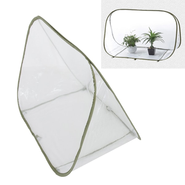 (90x52x62cm) Vikbar thermal mini växthus triangulär blomma växthus transparent ljusgenomsläppande isolering cover blomsterskjul pack