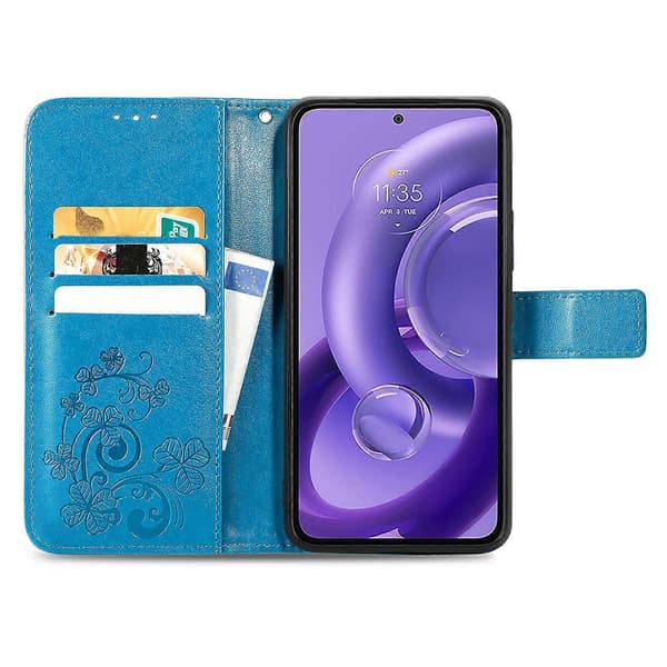 【bt02】Leather Case Compatible with Motorola Edge 30 Neo Blue