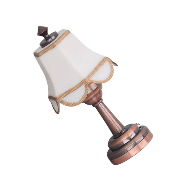 Elegant 1:12 Skala LED Dockhus Bordslampa - Miniatyrdesign i Metall och Plast, Batteridriven för Charmig Dekor.