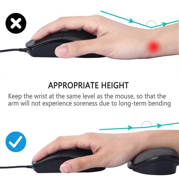 Musematte Håndleddsstøtte Ergonomisk Sakte-rebound Håndleddspute for Kontor Black