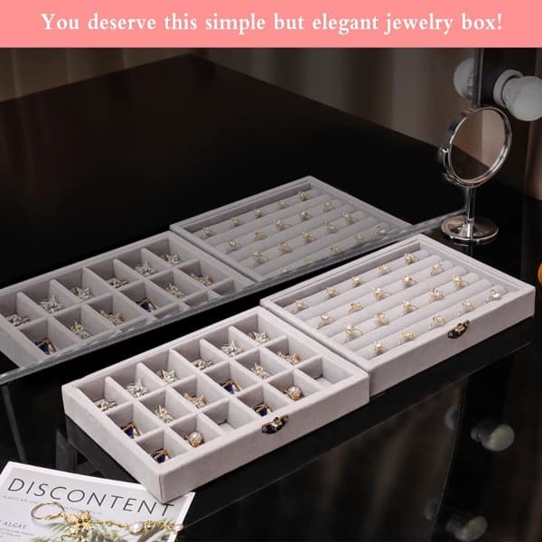 2-pack Jewelry Tray Organizer, Stackable Jewelry Box Storage Box
