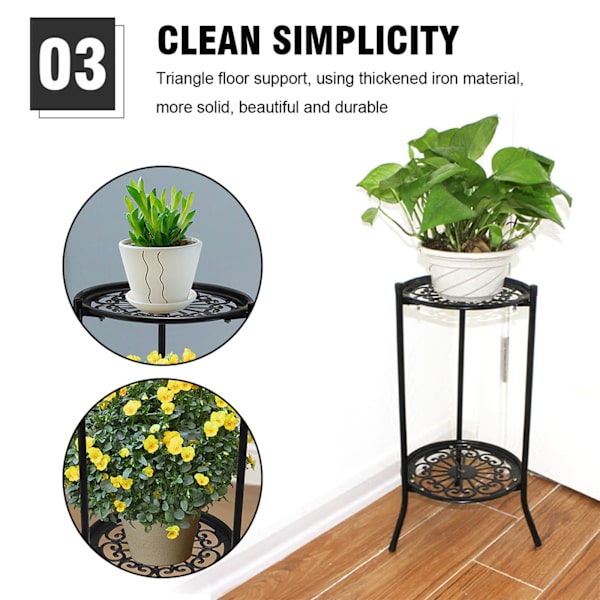 Dubbellagers blomkrukehållare i järnram för hemmet, vardagsrum, förvaring och organisation, dubbellagers järnram (material: järn)