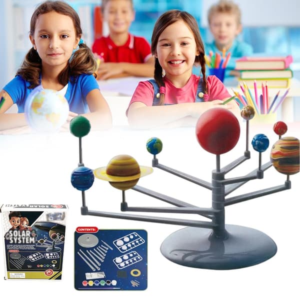 DIY Solsystem 9 Planeter Model Kit med Pensel Videnskabsuddannelseslegetøj til Børn