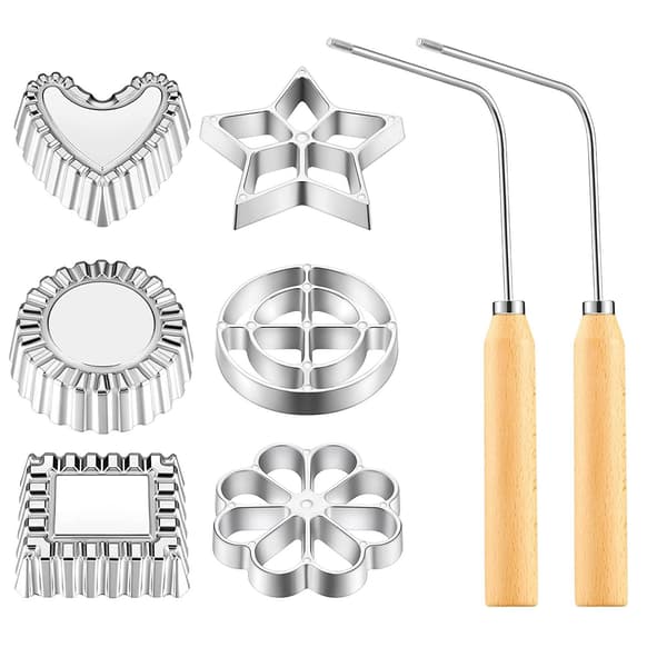 【bt02】4-pack Rosette Cookie Bunuelos Tool, Compatible with 3 Interchangeable Heads, Aluminum Molds for Baking 8-piece set