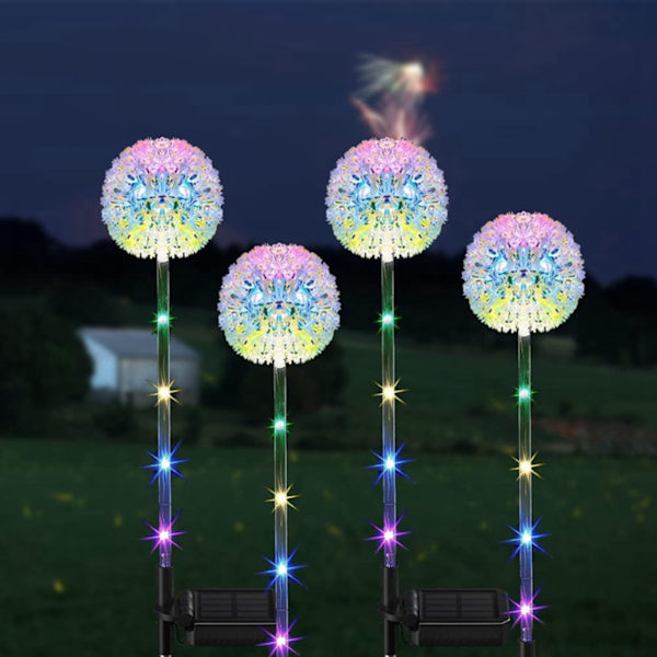 2 stk Solcelled Hagebelysning Utendørs 16 Fargerike LED Solcelled Hagebelysning Dekorativ for Patio Hage Landskap