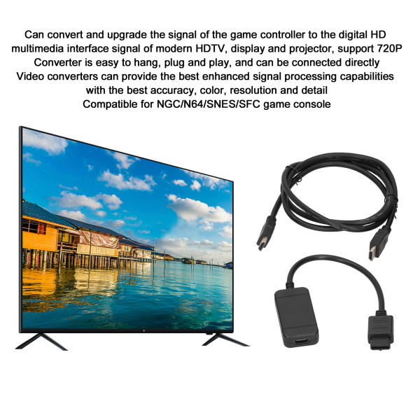 Peliohjainvideokaapelin sovitin HD Multimedia Interface -muunnin NGC/N64/SNES/SFC:lle