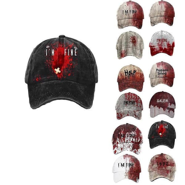 【02】Halloween baseballkasket til mand kvinde solhat kostumetilbehør A One Size