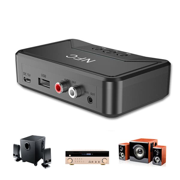 Bluetooth 5.0 USB Audio Receiver Trådløs NFC til Højttaler Plug and Play Sort