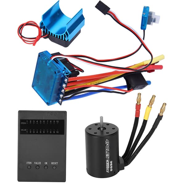 3650 Motor 4300Kv Brushless ESC Køleplade Programkort Sæt til 1/10 RC Bil (60A)