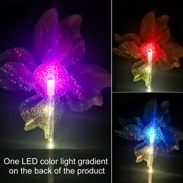 (1 st. förpackad, 6*8*41CM) Solcellslampa för trädgård, färgglad vindkvarnslampa - silver (7 LED, 1 färgad lampa, 6 varma lampor)