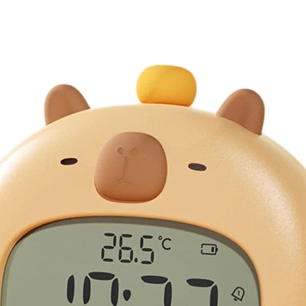 USB Rechargeable Kids Alarm Clock in ABS with Temperature Display, Cute Timer Bedside LED Clock Gift for Children