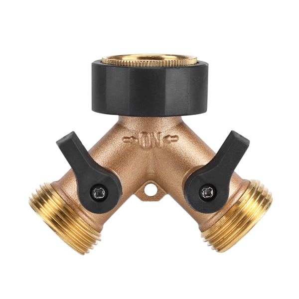 Messing Vannkran Adapter 2 Veis Y-Form 3/4 Slangekobling Hagevanning (Amerikansk Standard)