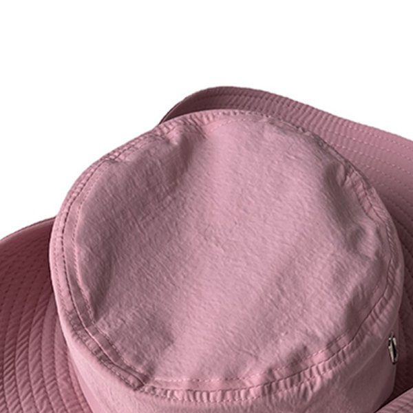 Cowboyhatt Andningsbar Dragkedja Solskydd Solskydd Västerländsk Cowboyhatt för Utomhus Klättring Fiske Rosa M(56‑58cm)