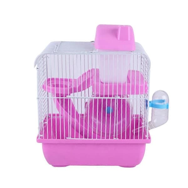 1 pc Hamster Cage, Double-Layer Acrylic Cage, Portable Small Pet Cage (Light Pink)