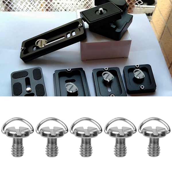 5 stk 1/4\" Kameraskruer for Hurtigutløserplate - Foldbar C-Ring Adapter for Stativ & Monopod