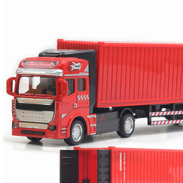 Rød Pull Back Container Lastbil Legetøj Høj Simulation Plast Legering Model til Drenge Piger Børn Gave