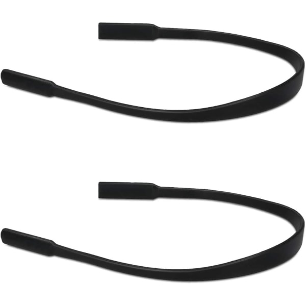 Brillestrop - Sæt med 2x skridsikker silikone brillerem - Anti-slip brillesnor 21 cm - sort