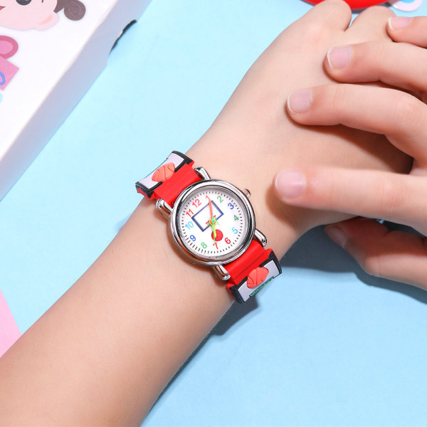 Watch(röd, basket),Vattentät barnarmbandsur Quartz Movement,3D tecknad design,Digital watch för 3 år till 11 år gammal flicka