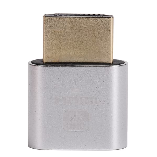 HDMI Dummy Plugg Hot Swappable 4K Skjermemulator Sølv
