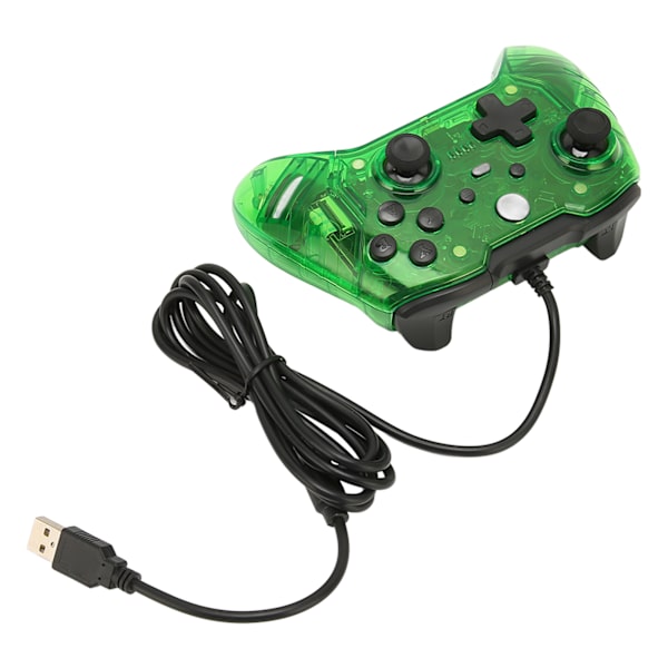 Trådbunden Spelkontroll med Dubbel Vibration, RGB Transparent Skal, Spelkontroll, Joystick för Xbox PC Grön
