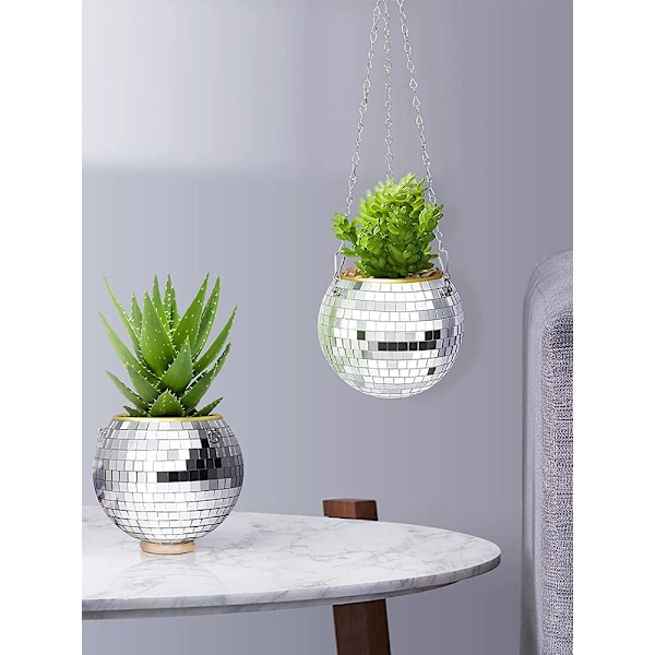 Discokula Planter - Kreativ Hängande Korg Spegelkula Blomkruka Disco Blomkruka