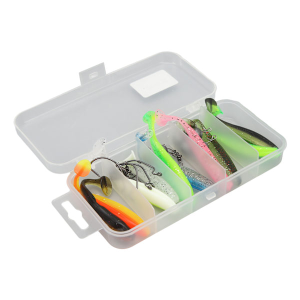 Fiskeset med tvåfärgad T-svansbete, snabbkoppling, blyvikt, vevkrok, swivel-stift, fisketillbehör, 7 cm