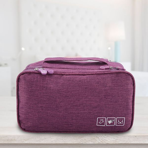 Vedenkestävä Kannettava Matkakäyttöön Sopiva Säilytyskassi Alusvaatteille, Rintaliiveille, Sukille ja USB-Tarvikkeille (Violetti)