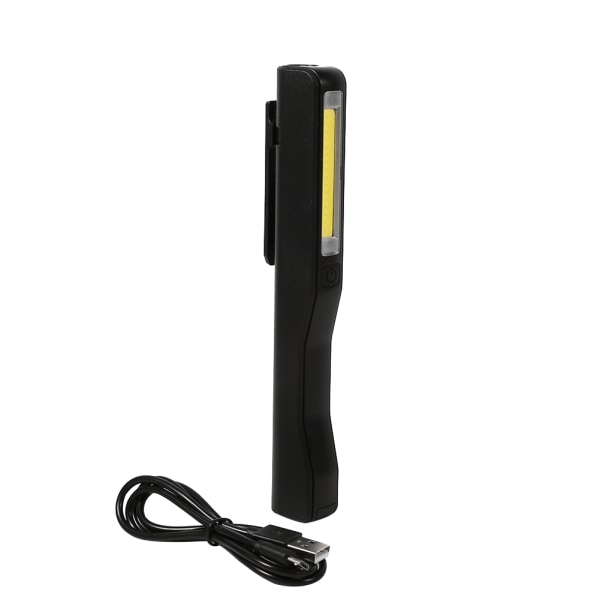 1 St Bärbar Led Hand Ficklampa USB Uppladdningsbar Magnet Clip Arbetsljus Inspektionslampa (svart)- W