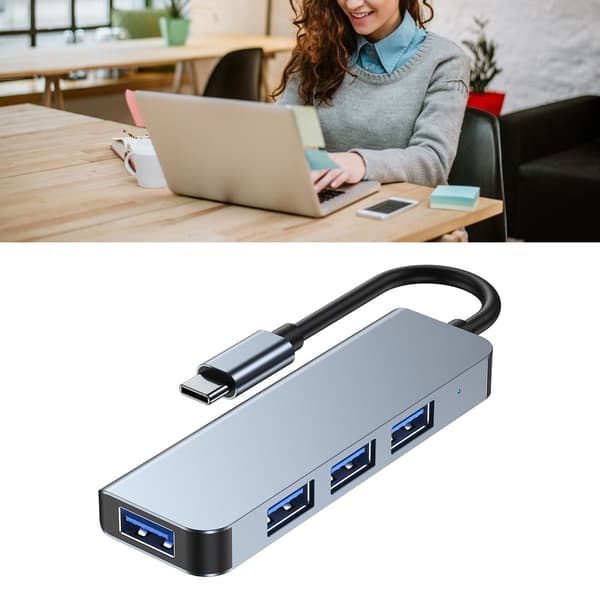 USB C Hub 4 Porte Aluminiumslegering USB Splitter Plug and Play Rejseadapter